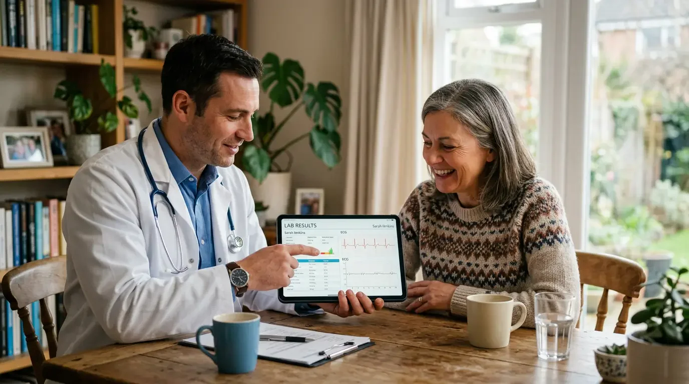 Врач показывает результаты диагностики пациенту