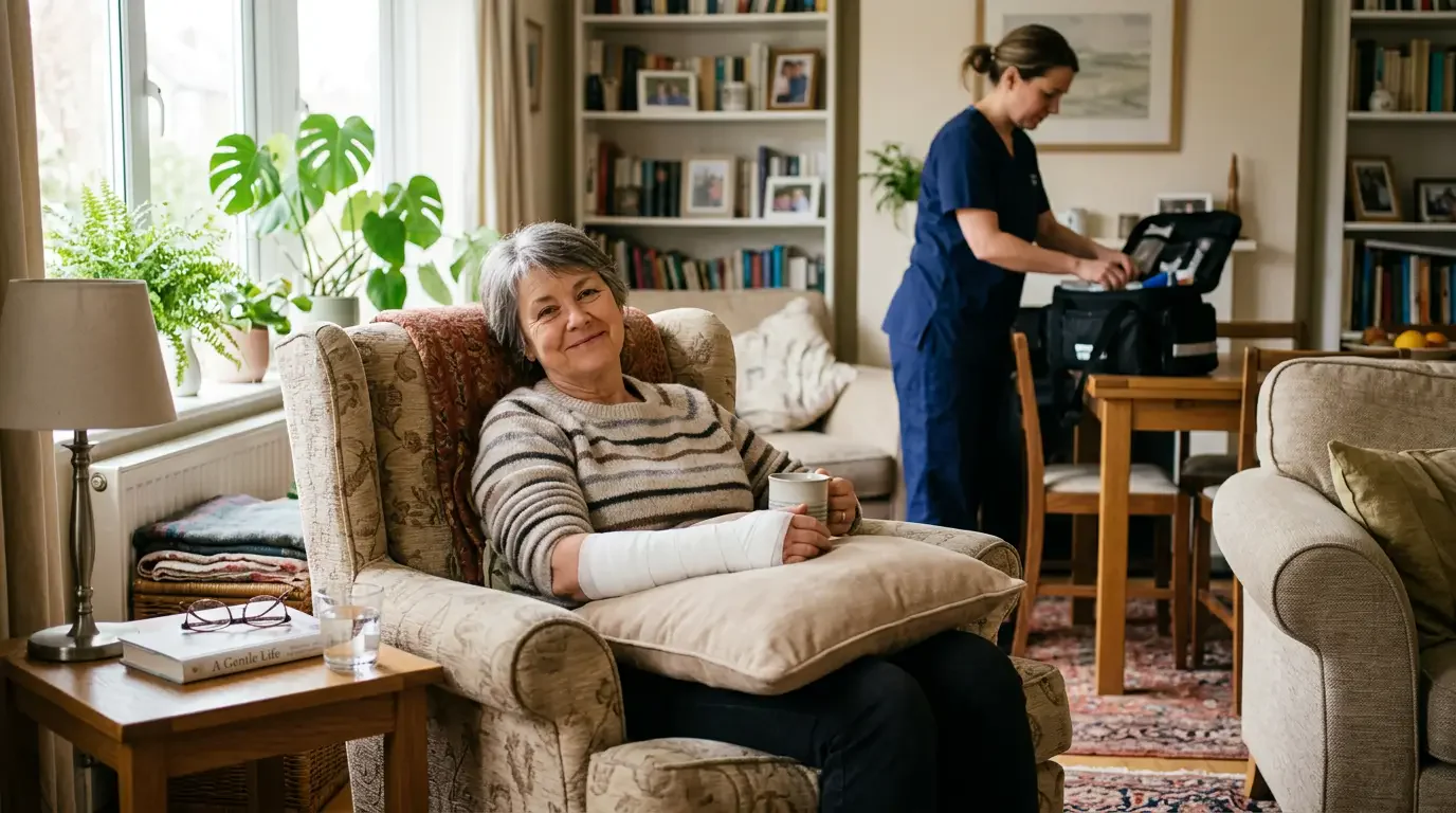 Пациент после перевязки на дому отдыхает в комфортной обстановке