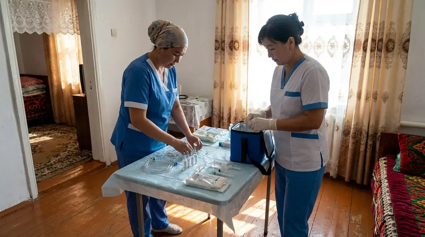 Медсестры UMED проводят капельницу Коктейль Майерса на дому в Алматы