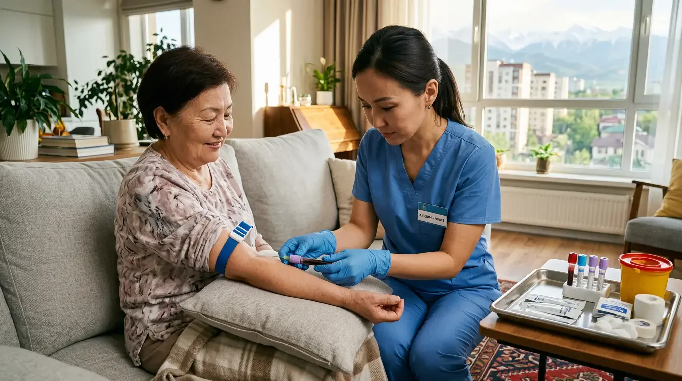 Медсестра берёт кровь на дому в Алматы