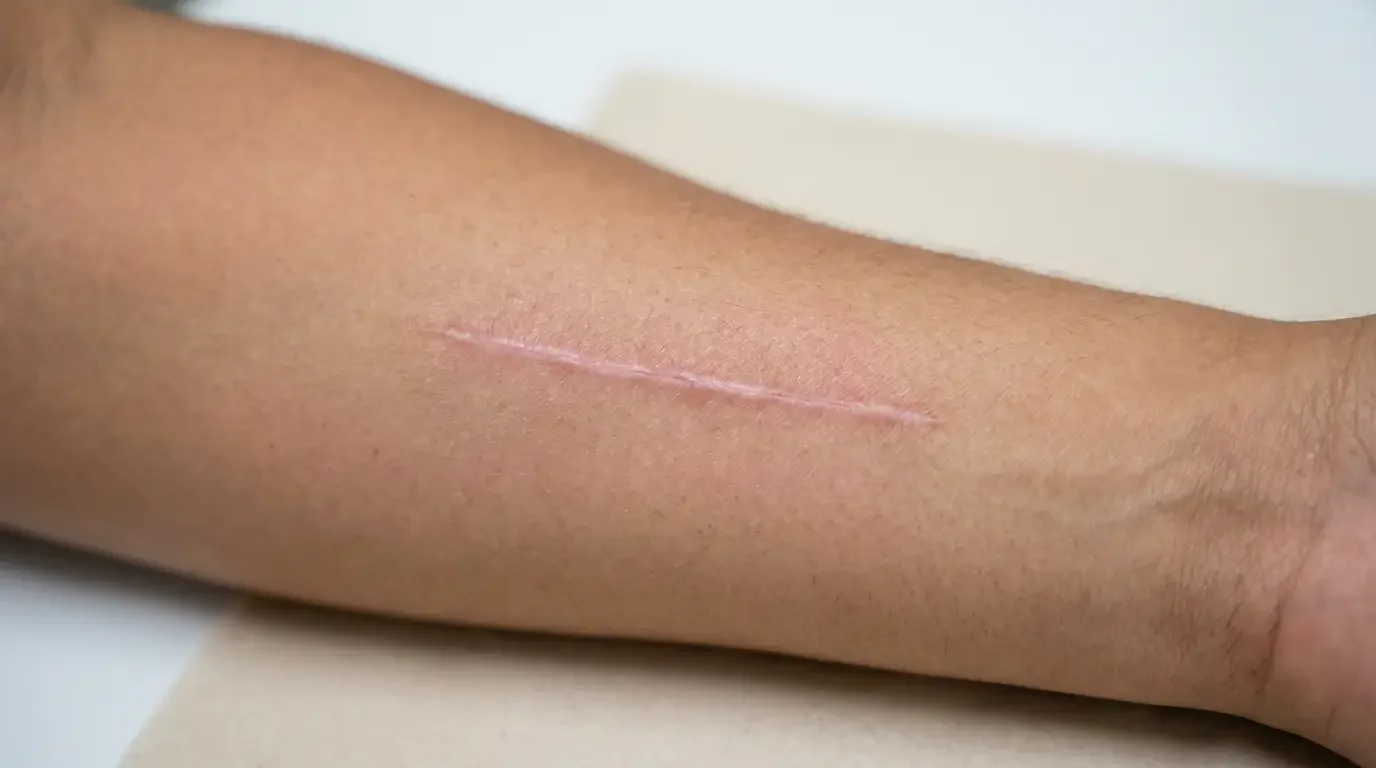 Заживший рубец после профессионального снятия швов на дому